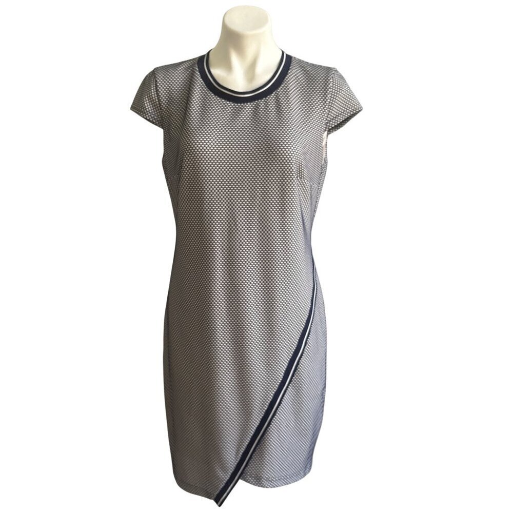 Tommy Hilfiger Navy & White Short Sleeve Geometric Knit Dress, Women's Size 12